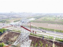 天津500千伏线路工程跨越京沪普铁放线
