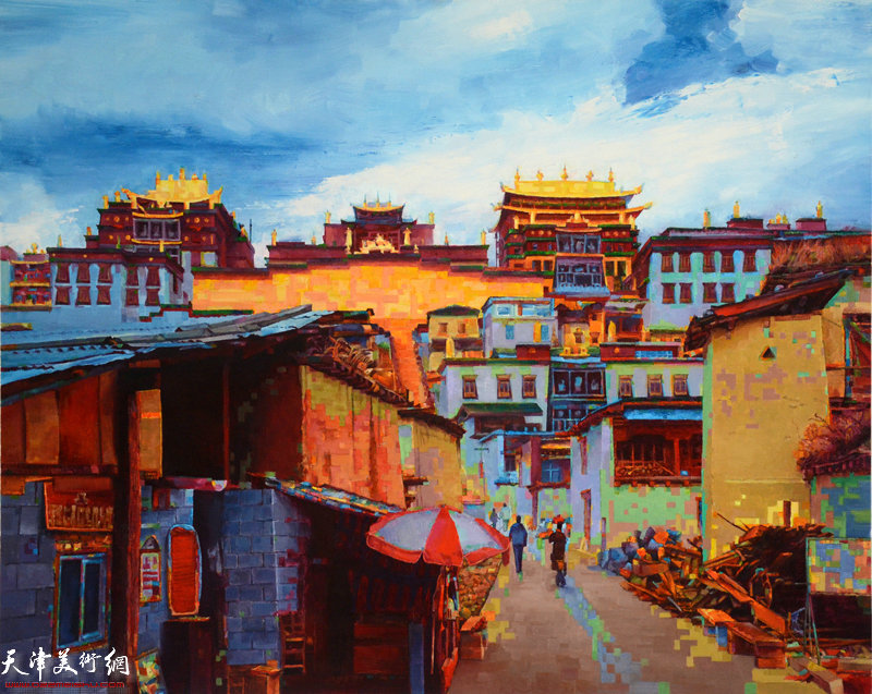 王文元油画作品：蓝天下的西藏