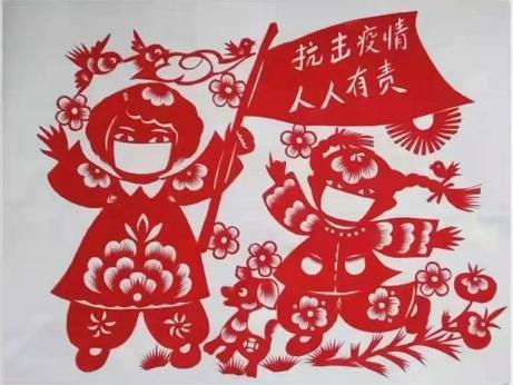 图为金塔县非物质文化遗产名录剪纸代表性传承人雷霞创作展示。　卢玉 摄