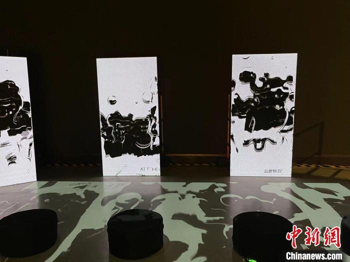 展览现场的多媒体装置。　童笑雨 摄