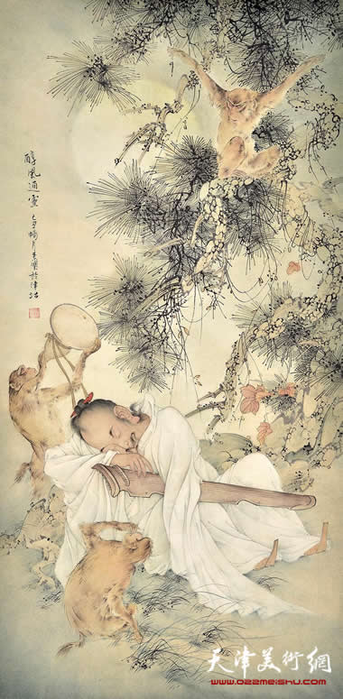 谢玉玺四尺竖幅人物画作品《醇风通灵》谢玉玺作品《朗心独见》下一页